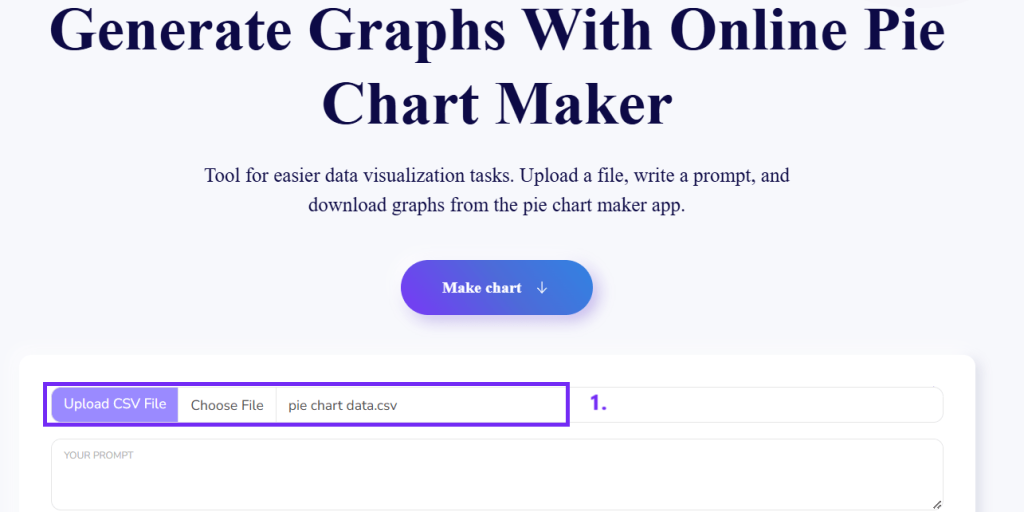 Screenshot from pie chart app with file upload step